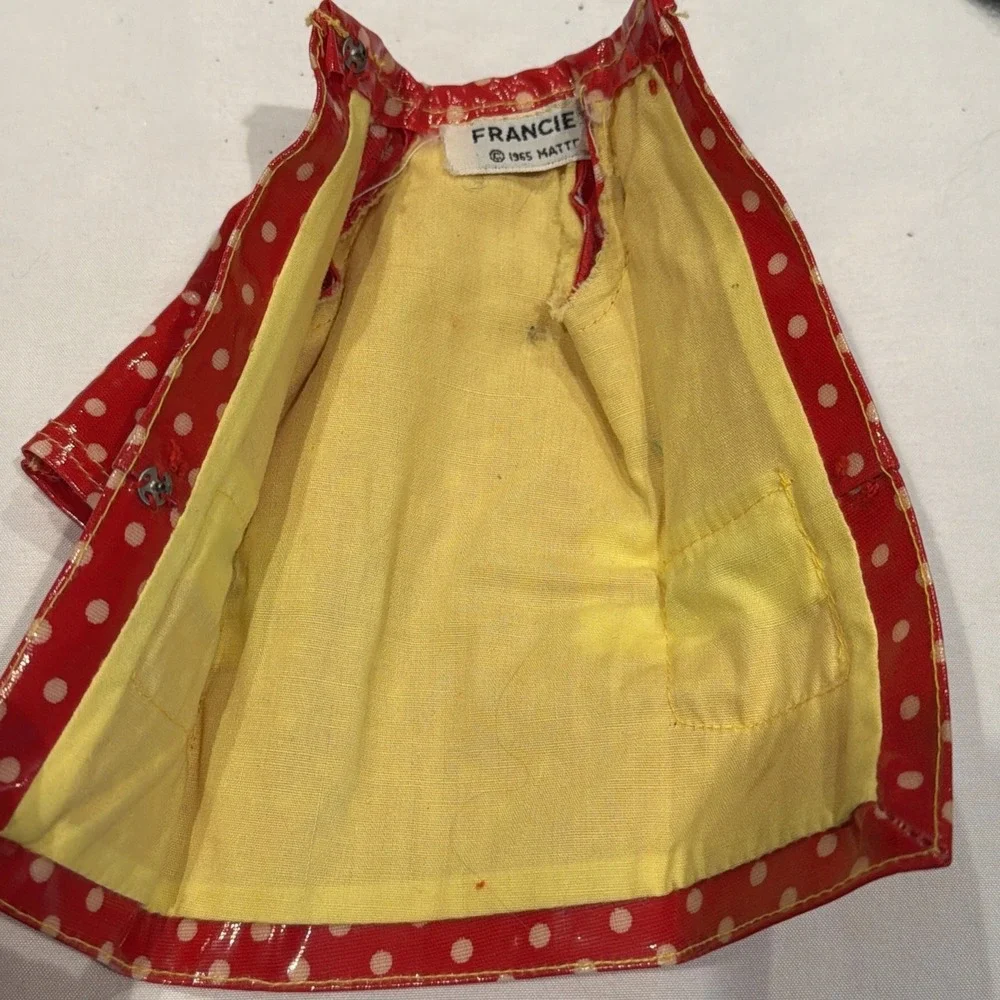 Vintage Francie #1255 Polka Dots 'n Raindrops Red Vinyl‎ Raincoat Tagged 1968